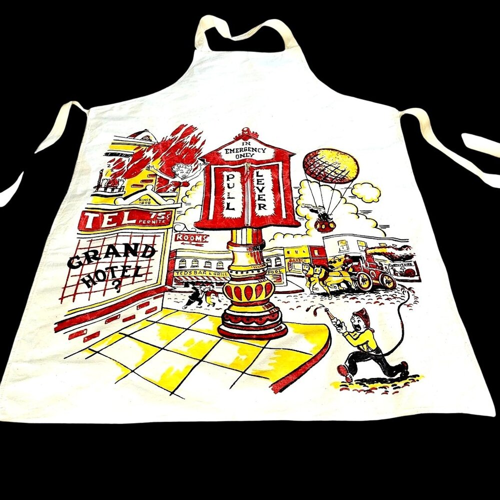 Vintage 1950s Risqué Men's BBQ Apron Pin-Up Zipper Pinup Gag Gift Dizzy Blonde